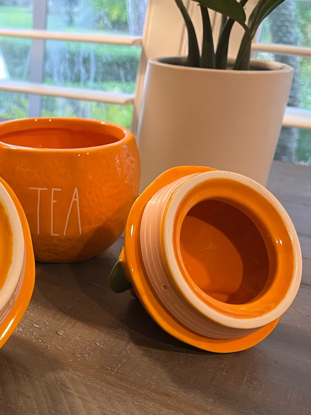 Rae Dunn Orange Ceramic Tea Canister with Sealing Lid - Picture 4 of 6